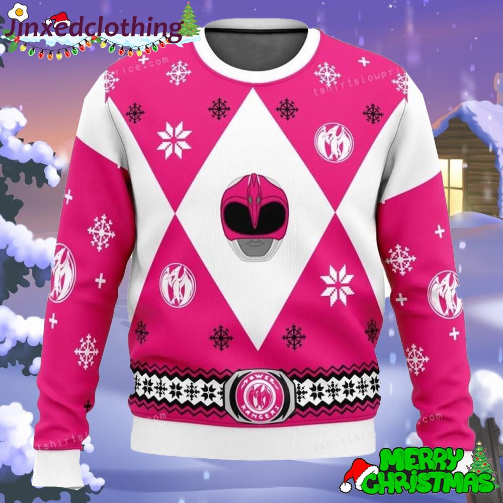 Mighty Morphin Power Rangers Pink Ugly Sweater 